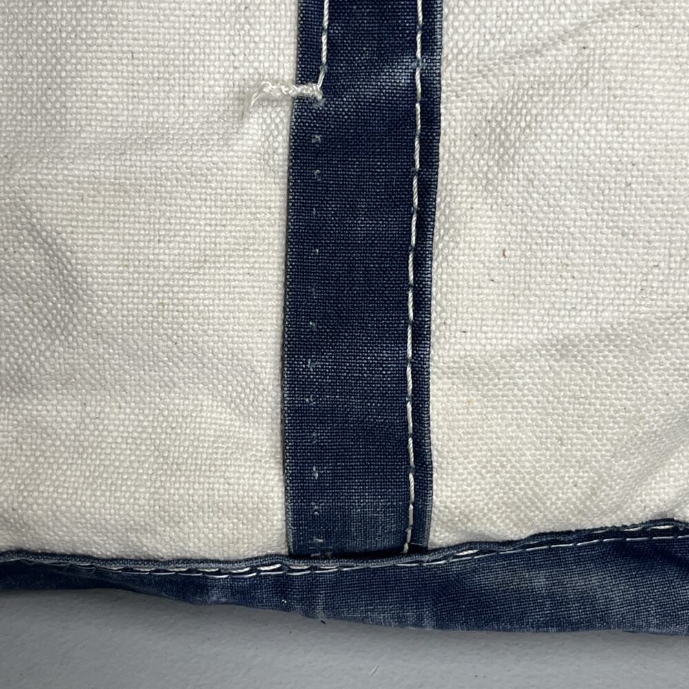Vintage LL Bean Boat Tote Canvas Bag Distressed Sawtooth Crinkle Tag Maine White - Picture 6 of 16